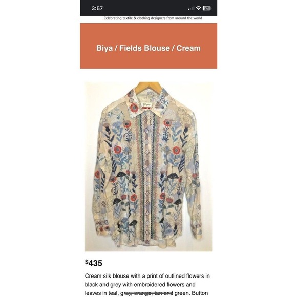 Biya JOHNNY WAS FIELDS BLOUSE Silk NWT fall casual boho $435 floral button top - Picture 4 of 11